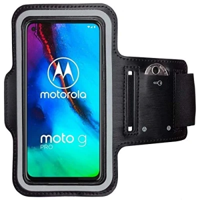Abbildung von CoverKingz Sportarmband für Motorola Moto G Pro Armtasche mit Schlüsselfach Oberarm Halterung Sport Laufarmband Handy Armband Schwarz