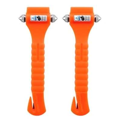 Abbildung von Lifehammer Brand Auto Sicherheitshammer, das Original Notfall Flucht und Rettungswerkzeug mit Gurtschneider, Made in The Netherlands, Glow Orange (2 Stück)