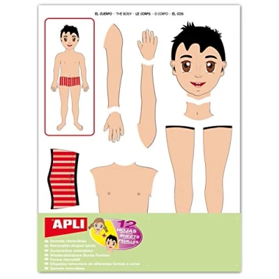 Abbildung von APLI Kids 11928 ablösbare Themenaufkleber: der menschliche Körper 12 Blatt Aufkleber
