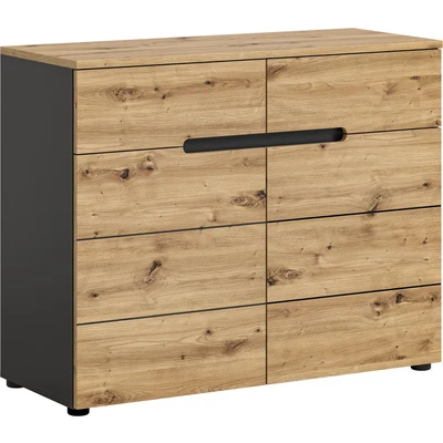 Abbildung von INOSIGN Kommode &quot;Rehat, Breite 100cm, Basalt grau/Artisan Eiche, 2 Türen, Schubkästen&quot;, Schuhschrank, Schuhkommode, Garderobenschrank, Anrichte