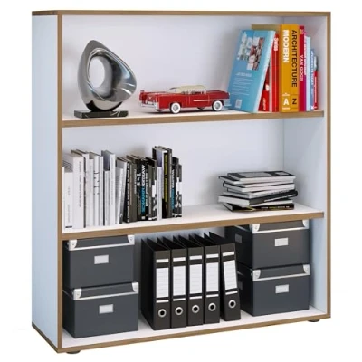Abbildung von VCM Holzregal stehend platzsparender Aktenschrank Maße ca. H. 110 x B. 100 T. 33 cm Elegantes Regal Büroregal Salia 3fach Weiß