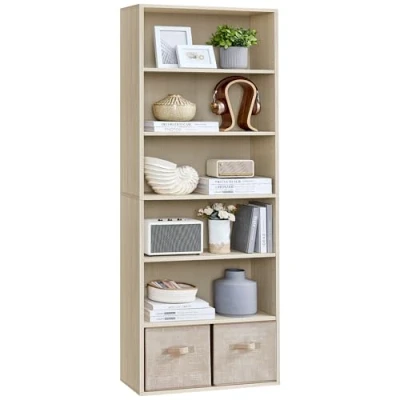 Abbildung von VASAGLE Bücherregal, 6 stöckiges Regal, offenes Aufbewahrungsregal, Standregal, 24 x 60 178,5 cm, für Wohnzimmer, Homeoffice, Esszimmer, naturbeige LBC169L01