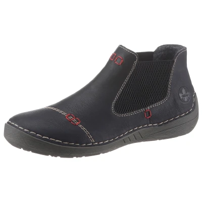 Abbildung von Rieker Chelseaboots, Schlupfboots, Stiefelette mit auffälligen Kontrastnähten