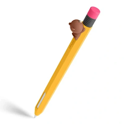 Abbildung von elago LINE Friends Klassische Hülle Kompatibel mit Apple Pencil 2. Generation Cover Hülle, Dauerhaftes Silikon, Klassisches Design, magnetischer Aufladung (Brown)