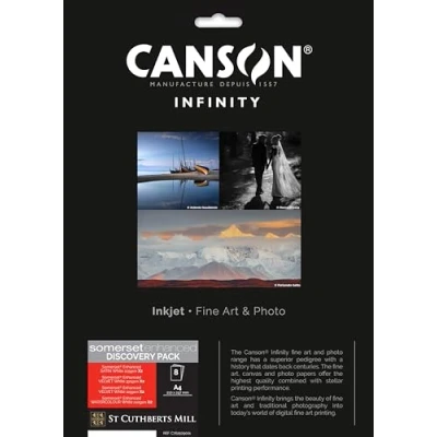 Abbildung von Canson Infinity Somerset Discovery Pack Digitales Fotopapier, glatt, weiche Körnung, strukturiert, 225 g/m², 240 330 Mappe, DIN A4 21 x 29,7 cm, weiß, 8 Blatt