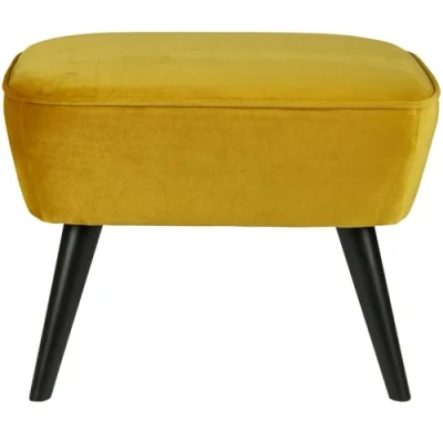 Abbildung von WOOOD Sara Sitzhocker, Hocker Samt Fußhocker Polsterhocker aus Samtstoff Gepolstert Pouf Ocker Gelb 56x41x36 cm