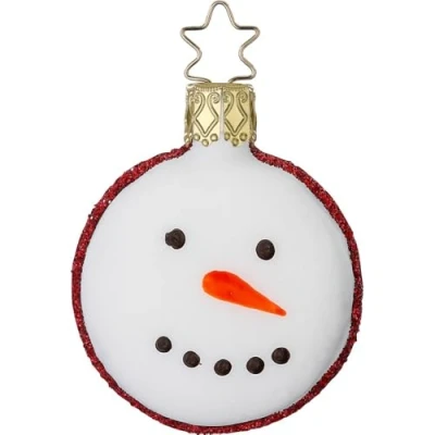 Abbildung von Christbaumschmuck Schneemann Keks 5,5cm Glas Figur zum Aufhängen mundgeblasen &amp; handbemalt Weihnachtsbaum Anhänger für Weihnachten Christbaumanhänger Weihnachtsbaumschmuck Weiß Rot