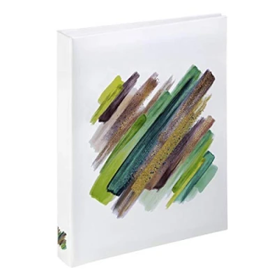 Abbildung von Hama Mini Fotoalbum Brushstroke (traditionelles Fotoalbum, 13 x 16,5 cm, 24 Seiten für Fotos im Format 10 15 idealer Schutz, künstlerisch, elegant), Grün/Gelb/Braun/Weiß