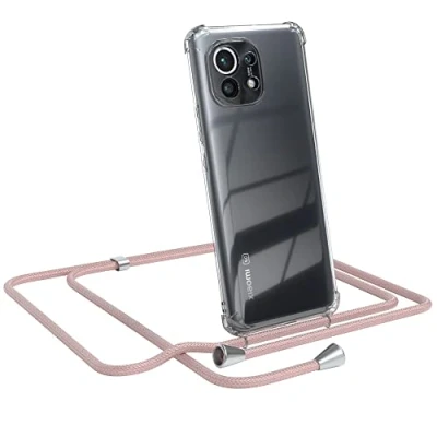 Abbildung von EAZY CASE Handykette kompatibel mit Xiaomi Mi 11 / 5G Handyhülle Umhängeband, Handykordel Schutzhülle, Silikonhülle, Hülle Band, Stylische Kette für Smartphone, Rosé Gold