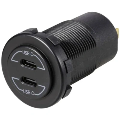 Abbildung von Voltcraft USB C® Doppelsteckdose 9V 30V 60W Belastbarkeit Strom max.=3 A 12 24 V/DC
