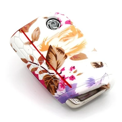 Abbildung von Schlüssel Hülle VB für 3 Tasten Auto Silikon Cover Schlüsselhülle Etui Schutzhülle (Blumenmuster)
