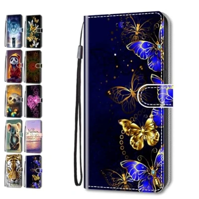 Abbildung von Hülle für Samsung Galaxy A71 4G Muster Pattern 3D Print Design Leder Tasche Flip Case Mädchen Jungs Cover Handyhülle Blau Schmetterling