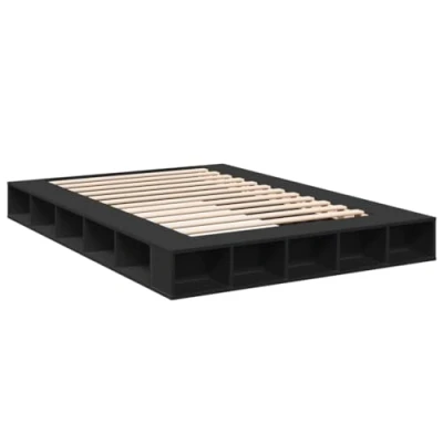 Abbildung von vidaXL Bettgestell, Bett mit Stauraum für Schlafzimmer, Bettrahmen Lattenrost, Schlafzimmerbett Doppelbett, Schwarz 140x200cm Holzwerkstoff