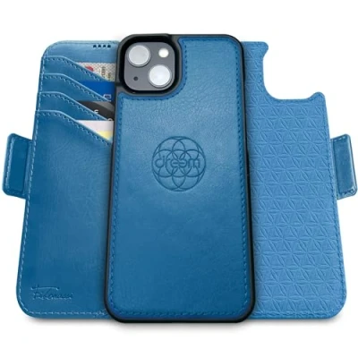 Abbildung von Dreem Fibonacci kompatibel mit iPhone 15 Brieftaschen Etui / 2 in 1 stoßfestes und abnehmbares Folio aus veganem Leder, MagSafe kompatibel, RFID Schutz [Schiefer]
