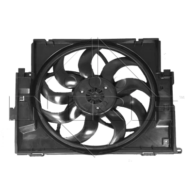 Abbildung von NRF 47736 Lüfter 485 12 600 mit Kühlerlüfterrahmen (Zarge), bürstenloser Motor BMW: 2 Coupe, 1 Schrägheck, 3 Touring