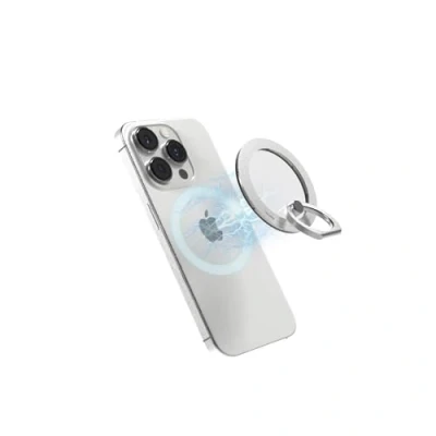 Abbildung von iRing Handyringhalterung Finger Handyring Magsafe Kompatibel 360 Grad Drehung 180 Neigungsfunktion Keramik Weiß