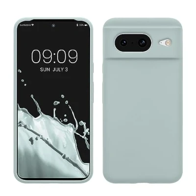 Abbildung von kwmobile Hülle kompatibel mit Google Pixel 8 Silikon Handy Case Handyhülle weiche Oberfläche kabelloses Laden Cool Mint