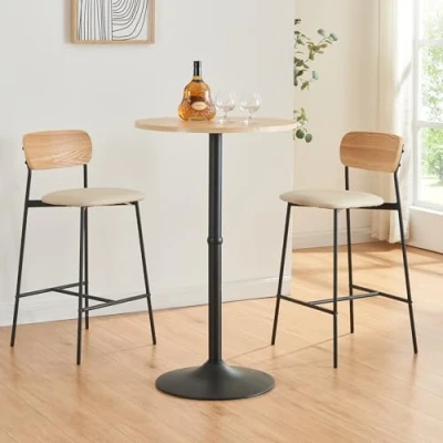 Abbildung von en.casa Bartisch, »Vantaa« Stehtisch mit runder Tischplatte 100x60 cm Eiche