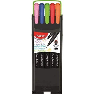 Abbildung von Maped 749155 Fineliner Graph&#039;Peps COMPACT, 10er Kunststoff Etui