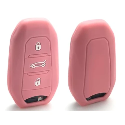 Abbildung von Nordecco Silikon Schlüsselhülle Passt für Opel Mokka B E, Peugeot e 308 408 508 5008 208, Citroen DS7 DS3 DS4 DS5 DS6 C5 Aircross, C4 Picasso 3 Tasten Keyless Remote (Rosa)