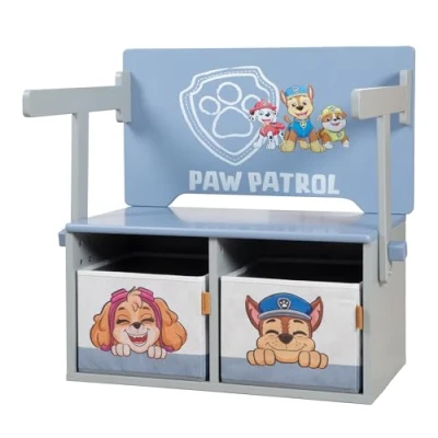 Abbildung von roba® Sitzbank Paw Patrol Kinder mit klappbaren Tisch, Kindersitzgruppe Kindertisch Ab 18 Monaten Holz grau / blau