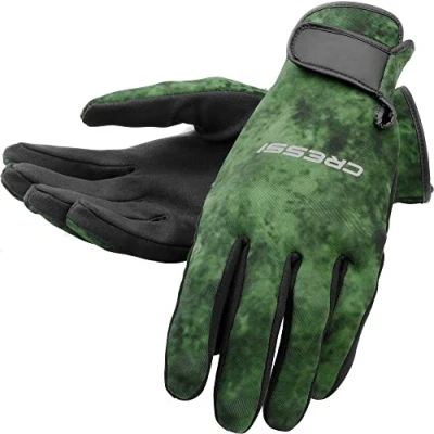 Abbildung von Cressi Unisex Adult Hunter Gloves 2mm 3 mm Neoprenstiefel für Wassersportaktivitäten, Camo grün, S