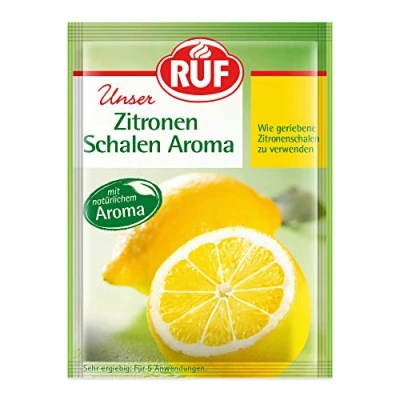 Abbildung von RUF Zitronen Schalen Aroma, reines natürliches Zitronenaroma, Backaroma zum Verfeinern von Tortencreme, Desserts, Milchshakes, glutenfrei und vegan