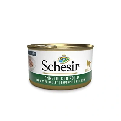 Abbildung von Schesir Cat Jelly Thunfisch mit Huhn, Katzenfutter nass in Gelee, 24 Dosen x 85 g