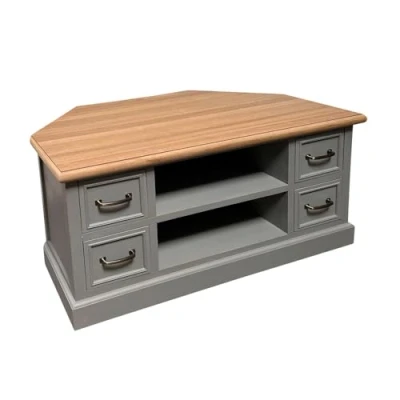 Abbildung von Grafelstein TV Eckschrank Farmhouse grau braun Fernsehschrank Landhausmöbel modern