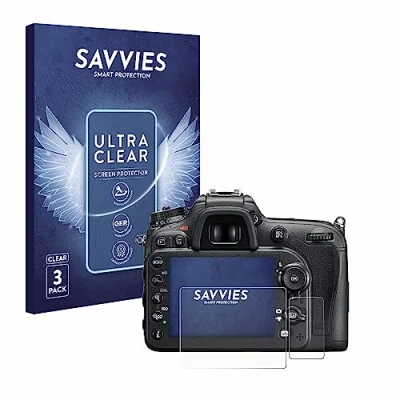 Abbildung von Savvies 6 Stück Schutzfolie für Nikon D7200 Displayschutz Folie Ultra Transparent