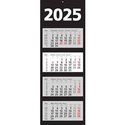 Abbildung von ADINA Monatskalender 2025 Viermonatskalender schwarz 92x33cm mit Tagesanzeiger in