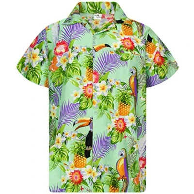 Abbildung von King Kameha Funky Hawaii Hemd, Kurzarm, Parrot Cockatoo, Mint Grün, M