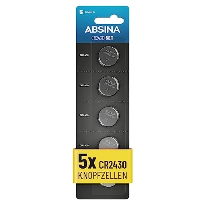 Abbildung von ABSINA CR2430 Knopfzelle 5er Pack CR 2430 3V Knopfzellen, Knopfbatterie Knopfzelle, (1 St)