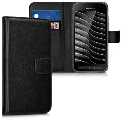 Abbildung von kwmobile Hülle kompatibel mit Samsung Galaxy Xcover 4 / 4S Kunstleder Handyhülle Kartenfächern in Schwarz