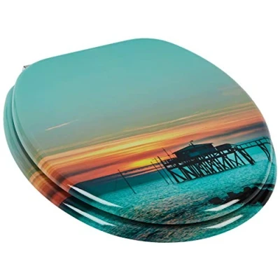 Abbildung von MSV WC Sitz MDF Sunset Scharniere Edelstahl, blau