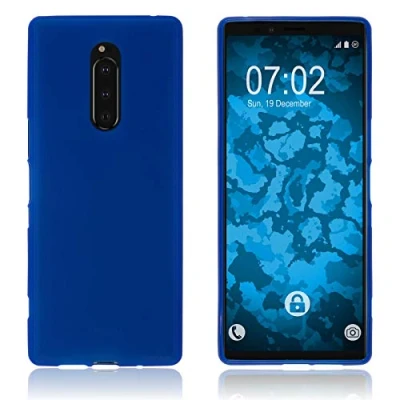 Abbildung von PhoneNatic Case kompatibel mit Sony Xperia 1 blau Silikon Hülle matt Cover