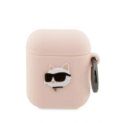 Abbildung von Karl Lagerfeld Silicone NFT Choupette Head 3D hülle AirPods 1/2 gen, Rosa