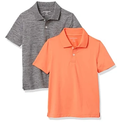 Abbildung von Amazon Essentials Jungen Active Funktions Poloshirts, 2er Pack, Orange/Grau, 9 Jahre