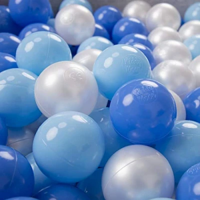 Abbildung von KiddyMoon 100/6Cm Kinder Bälle Für Bällebad Spielbälle Baby Plastikbälle Made In EU, Blau/Blau/Perle