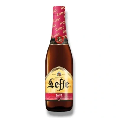 Abbildung von Leffe Ruby 12 x 0,33l Fruchtbier aus Belgien mit 5,0% Vol. Inkl. Haus der Biere Berlin Bierdeckel