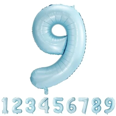 Abbildung von Geburtstag zahlen luftballon 9 jahre Folienballon Kindergeburtstag deko blau Mädchen Junge jahr 40&quot; 101cm Geburtstags fliegt mit Helium