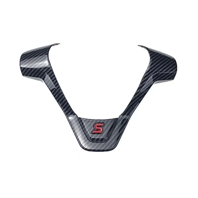 Abbildung von QASULER ABS Chrom Kohlefaser Lenkradabdeckung mit Paillettenbesatz, for Ford, Fiesta, MK7 20092017, Ecosport 20122017 Dekorativer Aufkleber „Lenkrad“.(A Carbon Fiber)