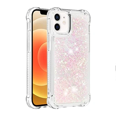 Abbildung von KBIKO zxl Kompatibel mit iPhone 12 Glitzer Hülle,Mädchen Glitzern Handyhülle,Paillette Flüssigkeit Clear Silikon Schutzhülle für 12.Silver Pink YBL