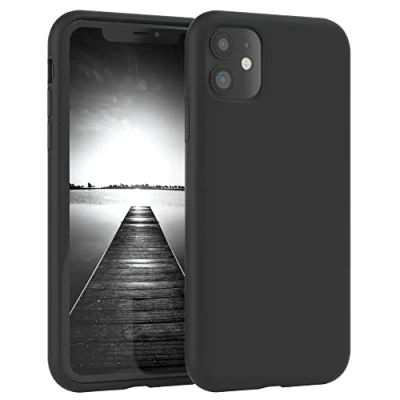 Abbildung von EAZY CASE Premium Silikon Handyhülle kompatibel mit iPhone 11, Slimcover Kameraschutz und Innenfutter, Silikonhülle, Schutzhülle, Bumper, Handy Case, Hülle, Softcase, Schwarz