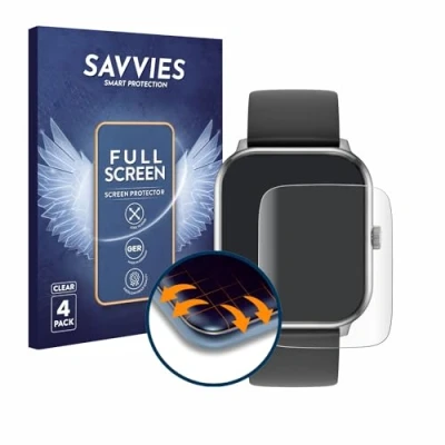 Abbildung von Savvies 4 Stück Full Screen Schutzfolie für ICE Watch smart 1.0 1.85&quot; Cover Displayschutz Folie [3D Curved, Transparent]