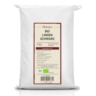 Abbildung von Kamelur 25kg BIO Beluga Linsen schwarz getrocknete Hülsenfrüchte ohne Zusätze schwarze in der Großpackung
