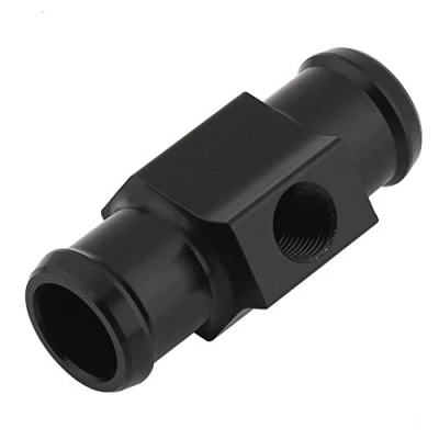 Abbildung von Keenso Motorrad Wassertemperatur Sensor Adapter, Aluminium Meter Manometer Joint Pipe Kühler Adapter mit 2 Schellen(18mm)