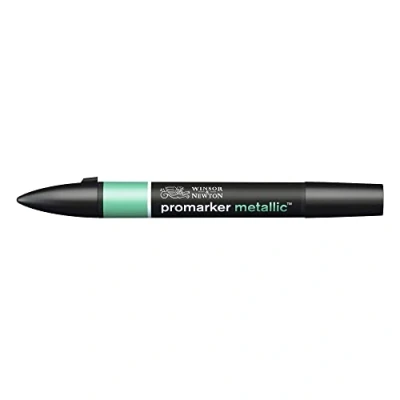 Abbildung von Winsor &amp; Newton 0206694​ ProMarker Metallic, Professioneller Layoutmarker 2 Spitzen, fein und breit für Zeichnungen, Design Layouts Metallic Grün