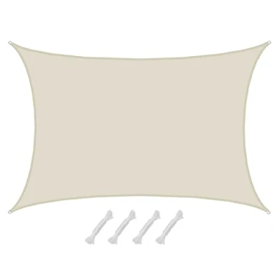 Abbildung von AMANKA Sonnensegel UV Wasserdicht 6x4 Rechteckig Grau, Sonnenschutz Garten Terrasse