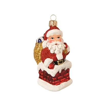 Abbildung von Unbekannt Christbaumschmuck Figuren (Weihnachtsmann mit Schornstein/Kamin 7,5cm) Weihnachtskugeln Weihnachtsbaumschmuck Christbaumkugeln Deko Glas